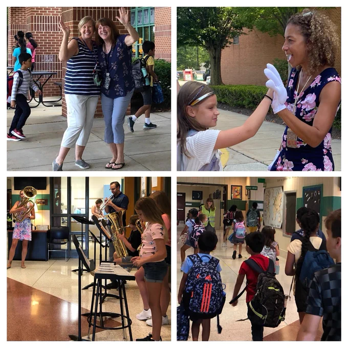Staff and students at Gwynedd Square Elementary school on their 1st day  back to school.