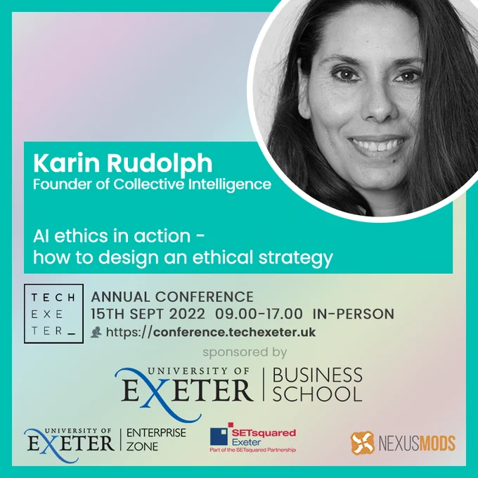 Card showing Karin Rudolph and details of her talk as per the tweet text