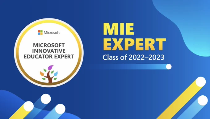 Microsoft In Education Expert badge on a blue background