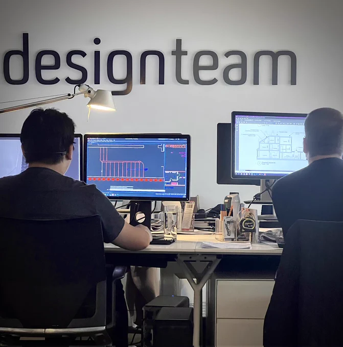 Another busy day at Build Team! Designers XinJin & John have been captured here by Design Assistant Reiss, fine tuning their projects. For design advice for your home extension or loft conversion, email us at hello@buildteam.com today. #homeextension #design #build #office #home