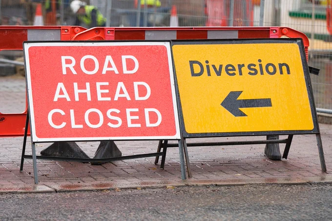 Road closure sign