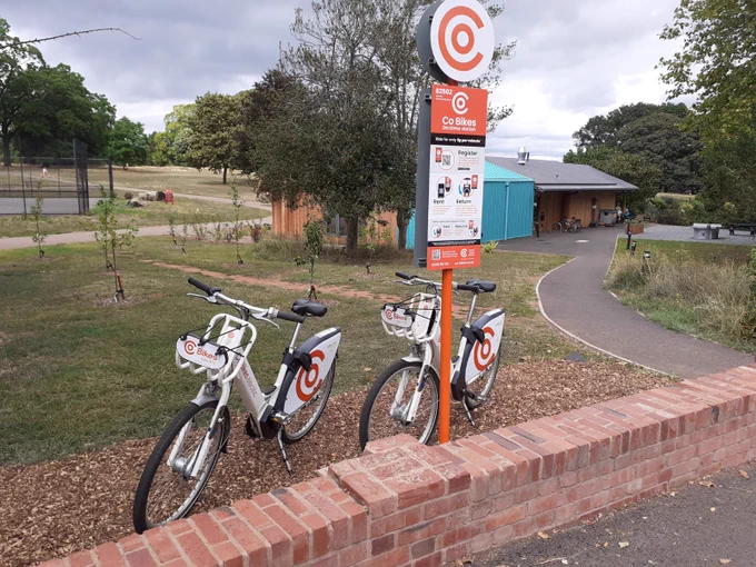 Co Bikes at the station in Heavitree Park.