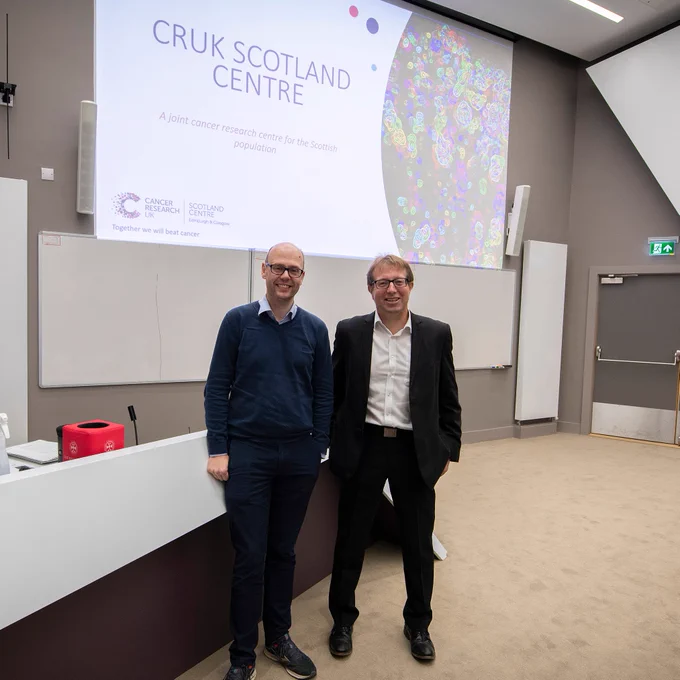 L-R Professor Owen Sansom, Director Beatson Institute and Professor Charlie Gourley Clinical Director, both of the CRUK Scotland Centre.