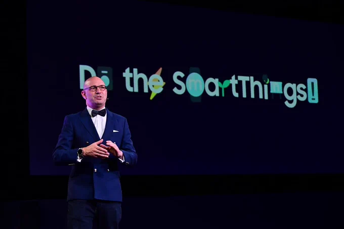 Benjamin Braun, Chief Marketing officer of Samsung Europe, gives a speech at IFA Berlin 2022.