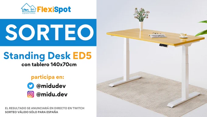 Sorteo de Standing Desk ED5 con tablero de 140x70cm de FlexiSpot.