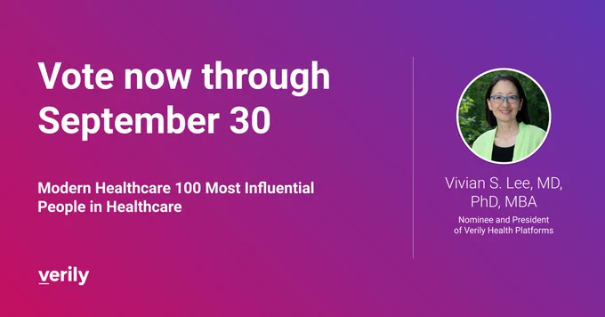 Modern Healthcare 100 Most Influential People in Healthcare - Vivian Lee, Nominee and President of Verily Health Platforms

Vote now through September 30.