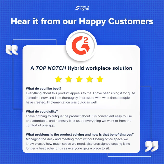 Customer review of WorkInSync on G2