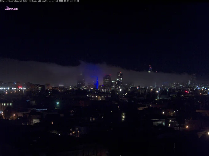 Low clouds and patchy fog visible over San Francisco as of late Thursday evening.