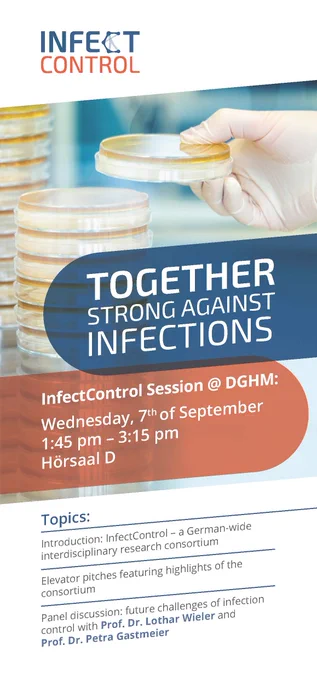 Flyer Seite 1, Infect Control Session Mittwoch 7. September 13:45-15:15 Hörsaal D