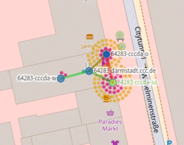 Hohe Endgeräteanzahl an den Access-Points die den Außenbereich vor unserem Hackspace versorgen.