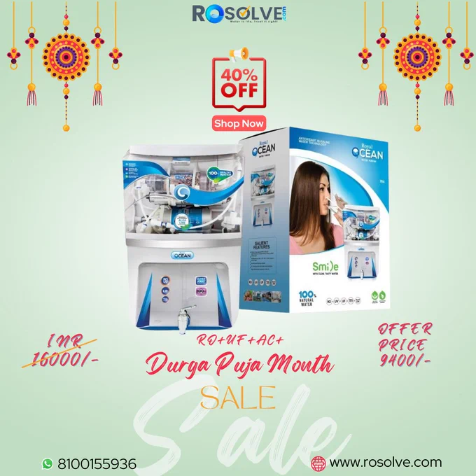 Durga Puja Month Offer - RO water purifier worth 16000/- INR is available on offer price of 9400/- INR

Visit www.rosolve.com or WhatsApp 8100155936

Up to 40% of on your Annual Water Bill. Grab your offer soon.

Offer valid between 1st September - October 5th