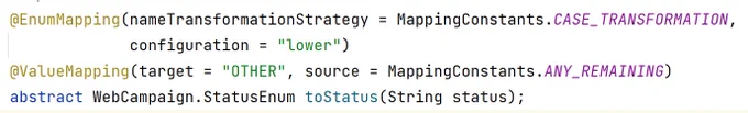 MapStruct enum mapping example showing advanced features