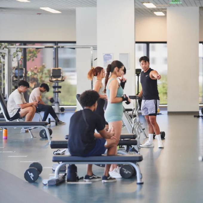 Crowd of people working out at the BRIC