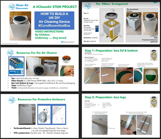 How To Build 

A UK DIY Air Cleaning Device
#CorsiRosenthalBox

Story Board Build
09/2022 Version2


Access the pdf here https://tinyurl.com/UKDIYCRboxV2