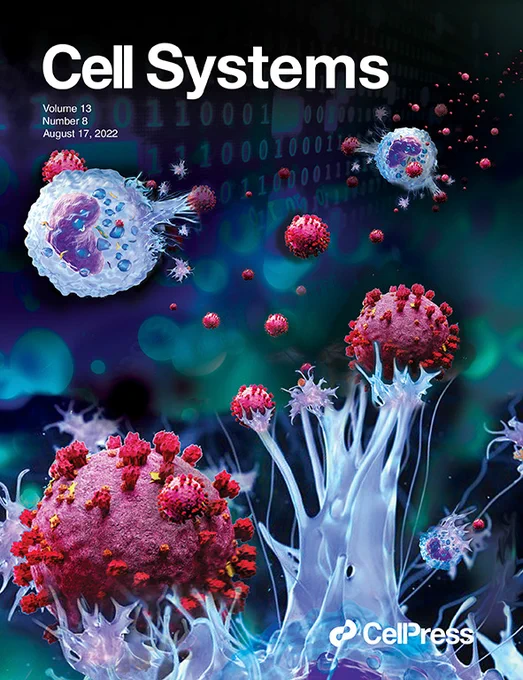 On the cover: Natural killer (NK) cells (pale blue) attacking SARS-CoV-2 viruses (red) with machine learning methodology signified by patterned numerals. In this issue of Cell Systems, Zhang et al. (p. 598) propose a machine learning method that integrates single-cell mult-iomic data with GWAS summary statistics to discover cell-type-specific disease risk genes. Application to severe COVID-19 identifies over 1,000 risk genes in 19 human lung cell types. Genetic risk is found to be enriched within NK cells and CD56 bright cytokine-producing NK cells.