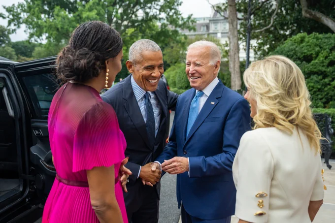 (From Left to Right) Former First Lady Michelle Obama, Former President Barack Obama, President Joe Biden, and First Lady Jill Biden