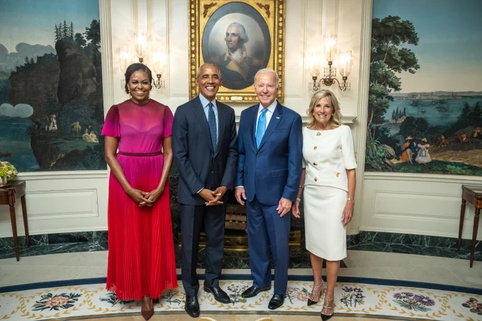 (From Left to Right) Former First Lady Michelle Obama, Former President Barack Obama, President Joe Biden, and First Lady Jill Biden