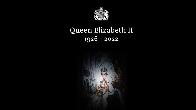 Picture of HM Queen Elizabeth II on a black background