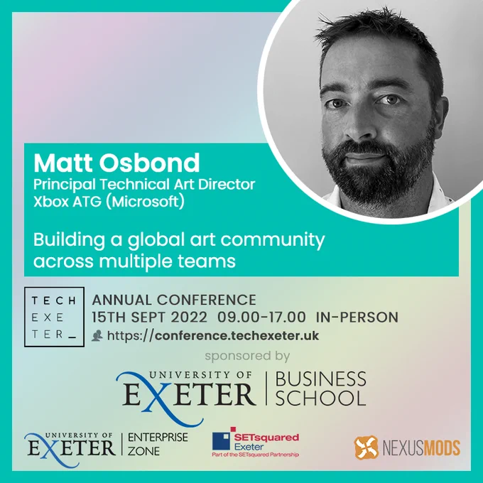 Card showing Matt Osbond and details of his talk as per the tweet text.