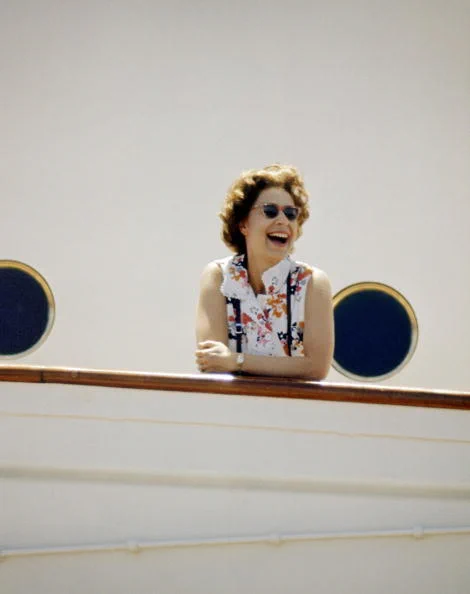 HM The Queen on board HMY Britannia in March 1972. Part of a series of photographs taken for use during the Silver Wedding Celebrations in 1972. (Photo by Lichfield Archive via Getty Images).