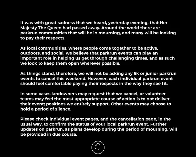 Ou statement on the Queen's sad passing. You can read this in full on the website link on the post.