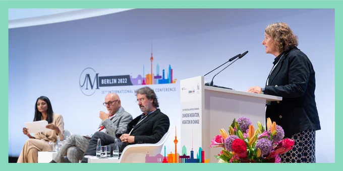 Sumi Somaskanda, Prof. Dr Jan Rath, Prof. Dr Steven Vertovec, and Prof. Dr Margaret Walton-Roberts address the audience