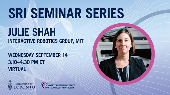 Join us for our first SRI Seminar of the fall, featuring Julie Shah of MIT's Interactive Robotics Group, on Wednesday September 14th!
