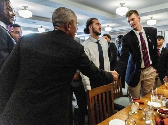 President Obama greets student-athletes