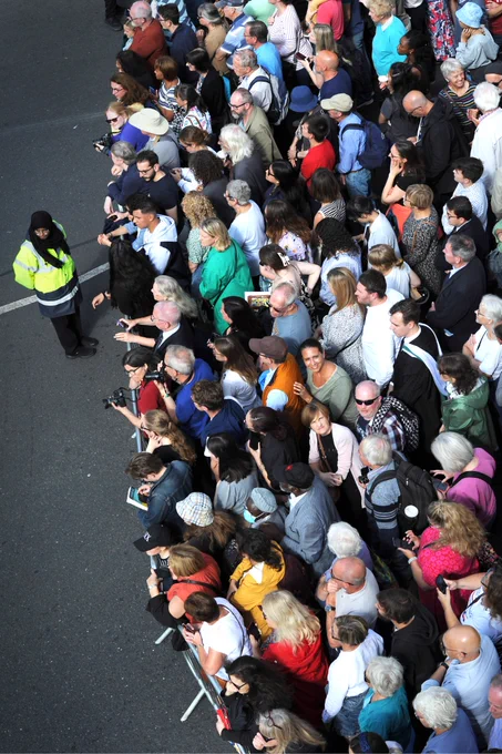 crowds gather for the proclamation service of King Charles III. 