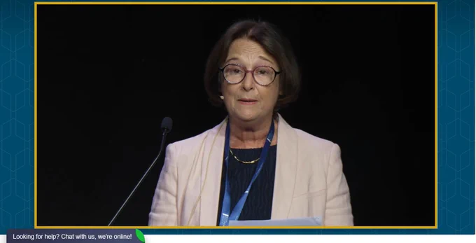 Sylvia Richardson speaking at stand