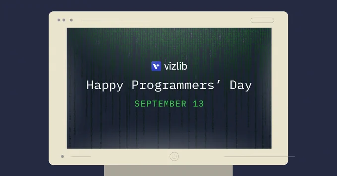 Vizlib's post showing a computer screen and the words 'Happy Programmers' Day' celebrated on September 13