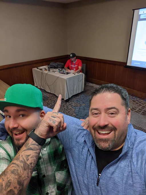 Selfie with Chris in David's talk at DevReach