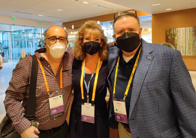 Wayne Levin of Predictum Inc. with Anne Milley and Chuck Boiler of JMP software at the JMP Discovery Summit Americas 2022.