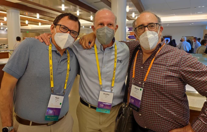 Ryan Lekivetz, Bradley Jones, and Wayne Levin at the JMP Discovery Summit Americas 2022