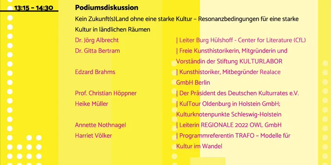 Text-Grafik mit Titel und Referentinnen der Podiumsdiskussion