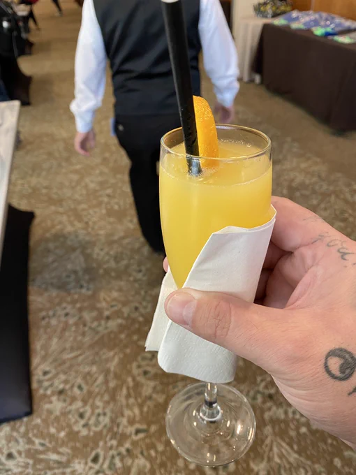 Drinking a mimosa at devreach
