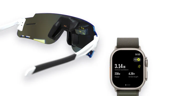 Apple Watch connected to ActiveLook smart sports glasses