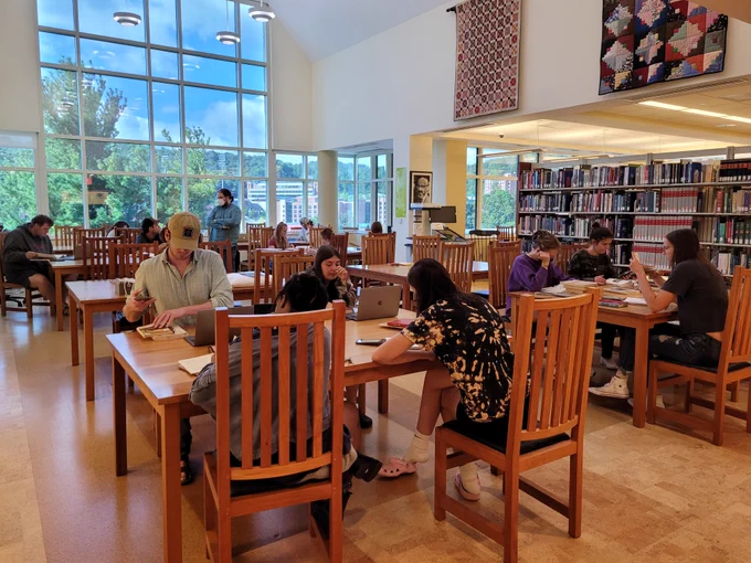 Students in SD 3541 working with the cookbook collection in Special Collections @ App State.