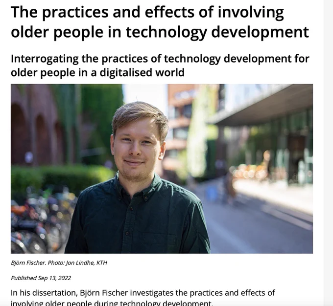 Businesses need to engage in more reflective procedures to consider the needs of their clients.

Involving potential customers and users per se does not automatically translate to greater acceptance and adoption of technologies, my PhD research conducted over the last 4 years shows. However, one key effect of involving future customers in technology procedures is increased learning - and its benefits aren't well reaped yet.

How, then, can businesses develop more meaningful technologies that better fit the needs of society? 

In this KTH Royal Institute of Technology interview below, I discuss the main findings from my research on the topic at the example of digital solutions for the ageing population👇