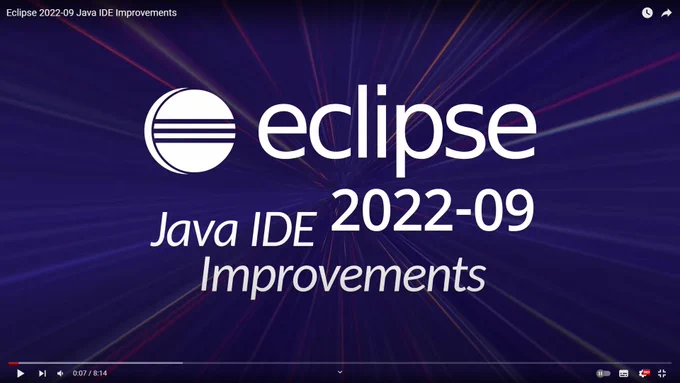 Eclipse Java IDE improvements 2022-09 Youtube video thumbnail