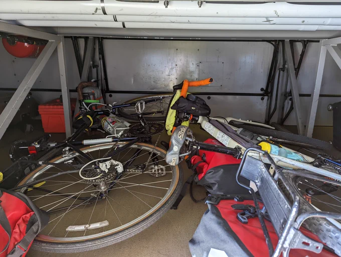 Bikes loaded onto the Concord Coach bus