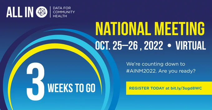 3 weeks to go All In National Meeting. Oct. 25-26, 2022. Virtual. We're counting down to #AINM2022. Are you ready?
