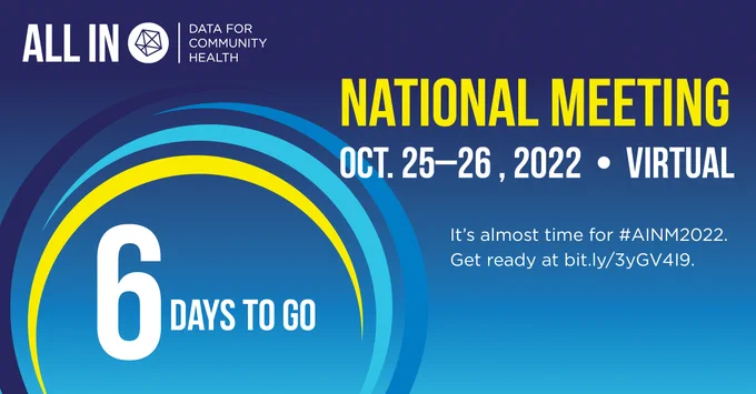6 days to go. All In National Meeting. Oct. 26-26, 2022. Virtual. It's almost time for #AINM2022.