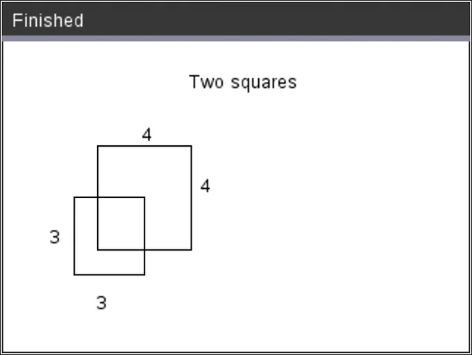Screenshot of output of a #Python program drawing two squares
