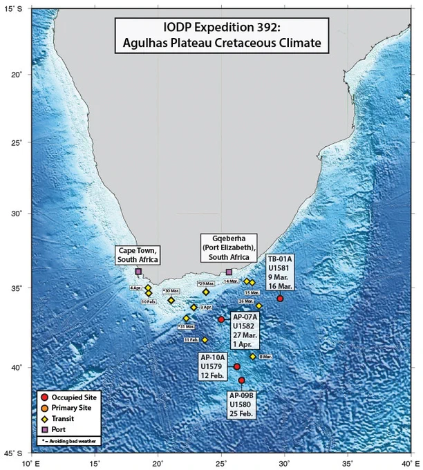 IODP Expedition 392 transit map