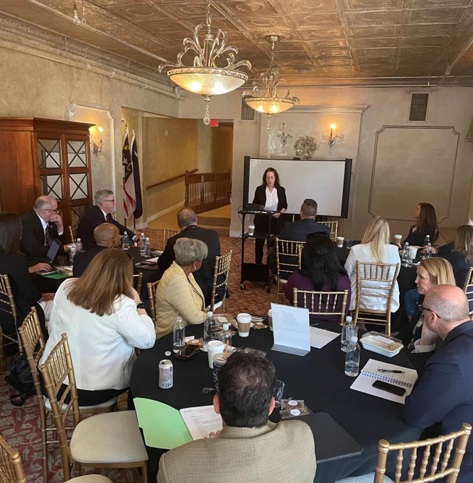 NCUA's Elizabeth Eurgubian sharing a regulatory update with 2022 Hike the Hill participants