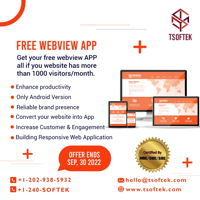 Web development, app development, free website, Tsoftek,