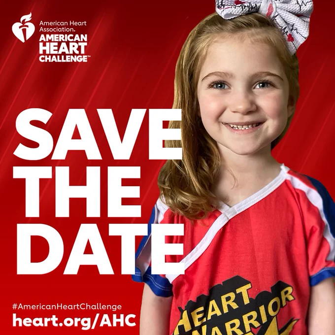 Everly poses for a Save the Date for the American Heart Challenge.  Website is heart.org/AHC