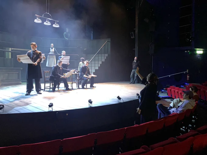 The cast of Jekyll and Hyde being directed by Sarah Brigham.