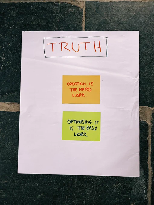 Creation is the hard work. Optimising is the easy work. Ain’t that a truth?